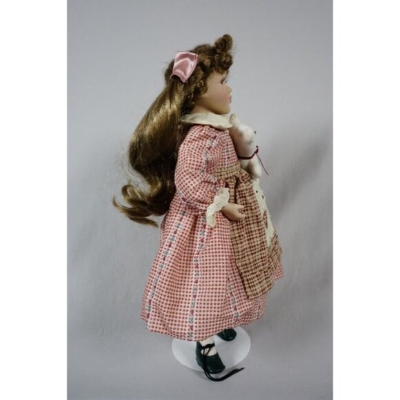 Collectable Memories TERRY Porcelain Doll 16" w/ Bear Checked Dress - Picture 4 of 7